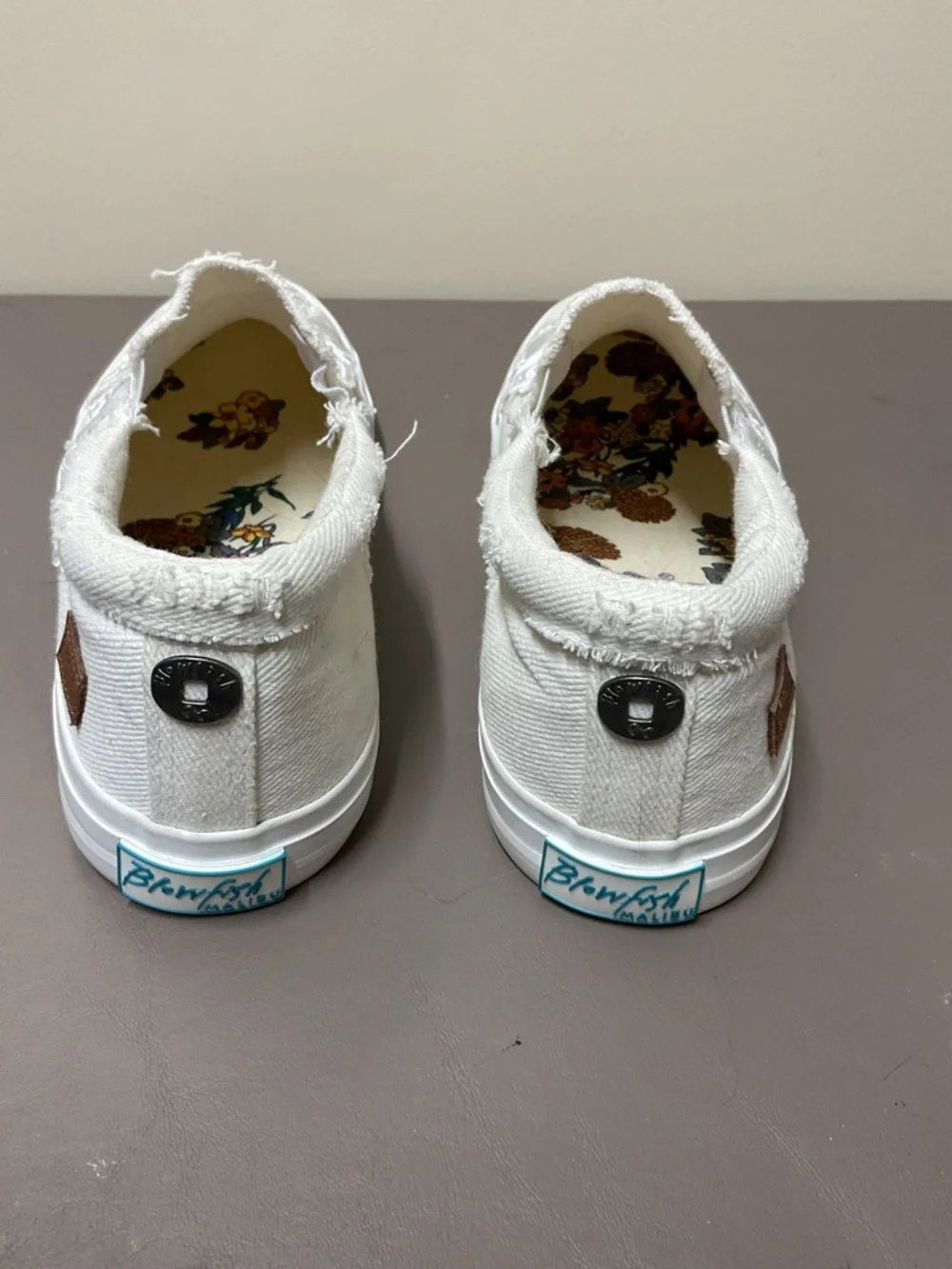 Blowfish White Slip-On Sneakers with Floral Lace Applique - Picture 3 of 7